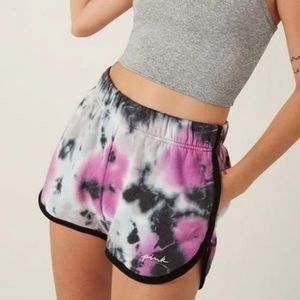 VS Pink pure black white & Virtual Violet varsity tie-dye shorts sz M